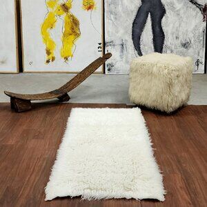 Brand New 2x5 Flokati Rug-Runner. 100% organic wool- Long 3" shaggy wool pile